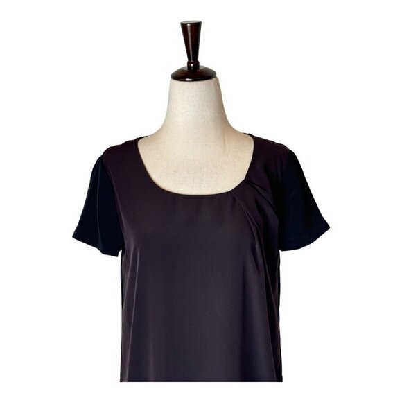 AllSaints Dress Women 4 Brown Black Silky Lacyn Colorblock Panel‎ Mini Shift - Picture 4 of 12